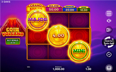 Coin Volcano schermata di gioco principale